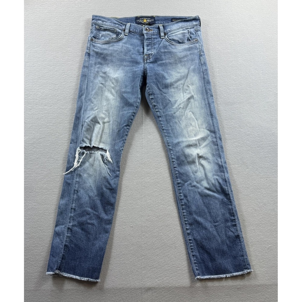 Lucky Brand Sienna Tomboy Crop Jeans Womens 8/29 Blue Relaxed Distressed 32x28